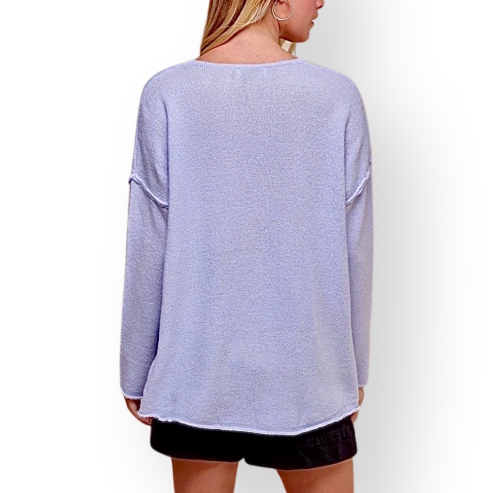 BOUTIQUE* PINCH Soft V-Neck‎ Side-Slit Knit Sweater - Picture 4 of 9